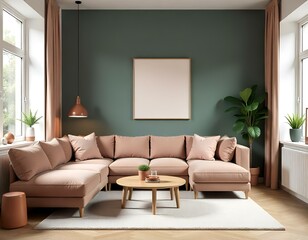 Fototapeta premium midcentury scandinavian interior design of a modern living room 