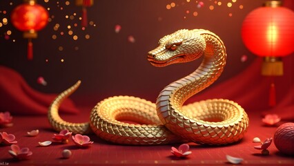 Golden Snake of Chinese New Year