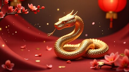 Obraz premium Golden Snake Symbol of Chinese New Year