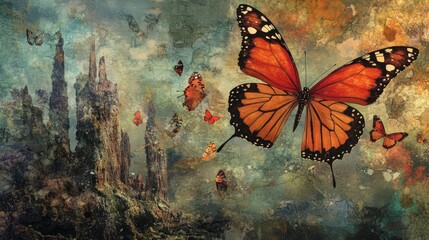 Obraz premium Butterfly Dreams series. Background design of surreal natural forms, textures and colors on the subject of art, imagination and dreaming.