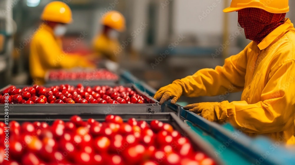 Poster workers inspecting and monitoring palm oil production lines in factory for control