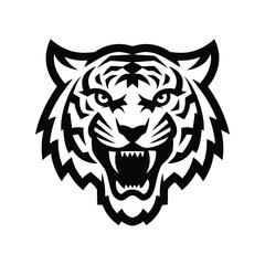 Tiger Head silhouette vector art illustrations on white background.