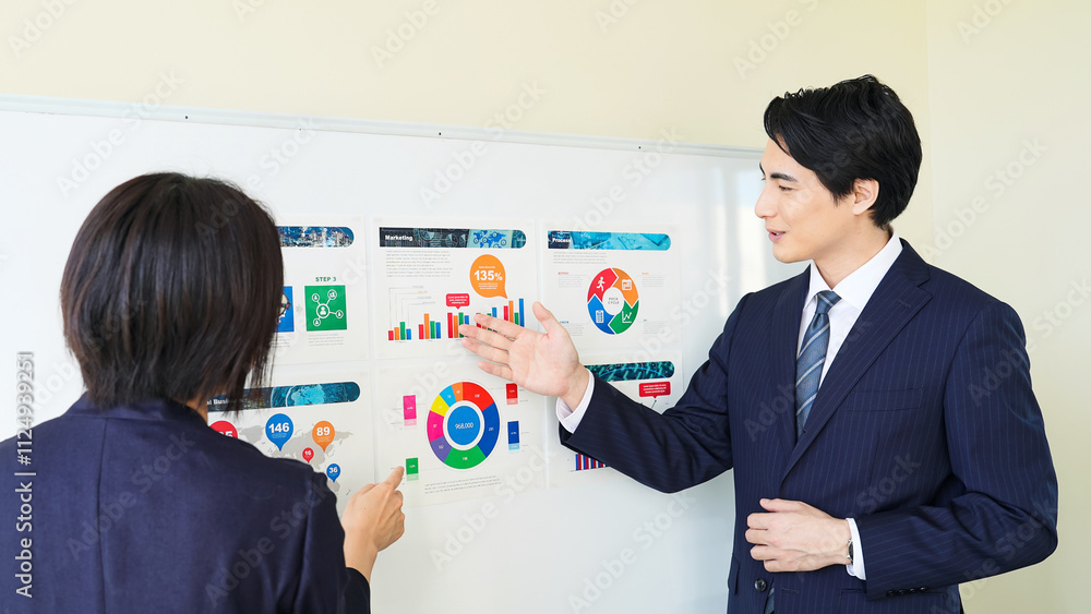 Aufkleber 会議、ミーティング、ビジネス、プレゼン、セミナー、仕事、打ち合わせ、プレゼンテーション、ビジネスマン、ディスカッション、研修、マーケティング、ビジネスパーソン、チームワーク、同僚、説明、商談、データ、