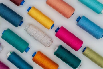 colorful spools of thread background