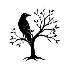 crow-on-a-tree on vector silhouette arts