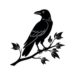crow-on-a-tree on vector silhouette arts on white background