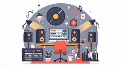 Obraz premium illustration of an music background content created with generative AI software