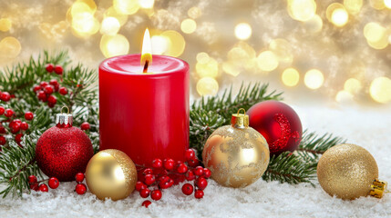 Elegant Christmas Candle Arrangement with Festive Decorations