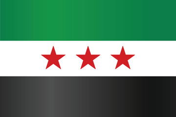 Minimalist Syrian Flag with Green, White, and Black Stripes and Red Stars