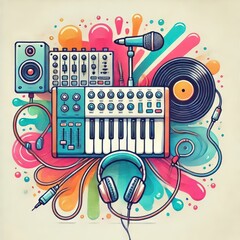 Obraz premium illustration of an music background content created with generative AI software