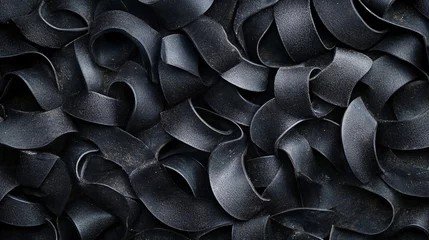 Sierkussen Restaurant Black pasta forming an abstract pattern: close-up of uncooked noodles  © HISTOCK