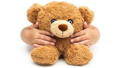 Fototapeta premium Child Hugging Plush Toy for Comfort and Sadness