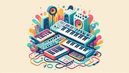 Obraz premium illustration of an music background content created with generative AI software