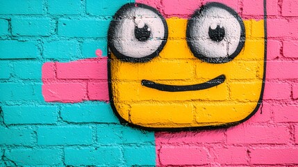 Cheerful Graffiti Murals: Bright Colors and Playful Expressions on a Vibrant City Wall Today. National Humor Month Concept