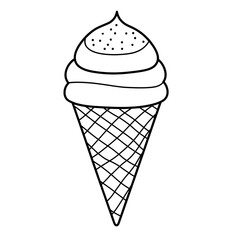 Ice cream, simple and easy coloring book for kids, cartoon style.