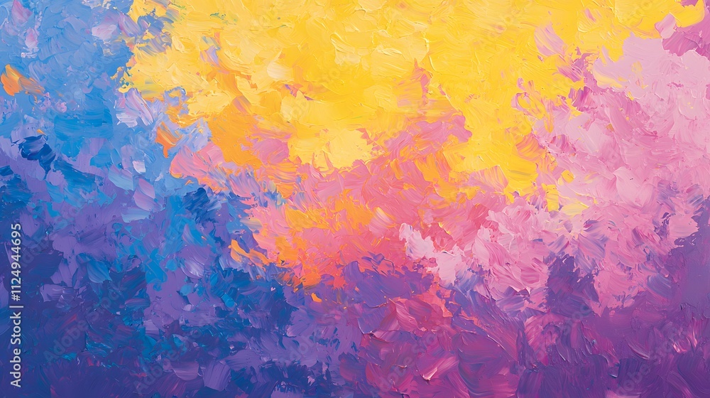 Aufkleber Gradient blobs of yellow and pink blending into purple and blue, creating a lively abstract composition.