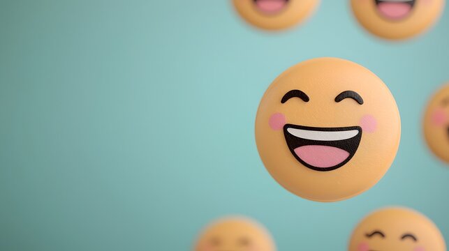 Joyful Floating Emoticons Bringing Happiness and Laughter to Life in a Cheerful Atmosphere. National Humor Month Concept