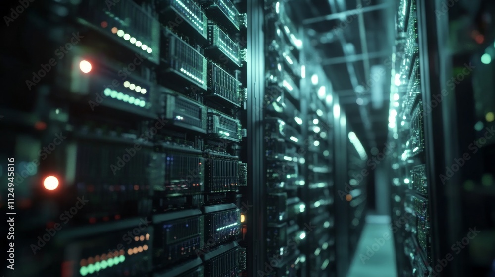 Aufkleber data center operations high-tech facility infrastructure digital environment close-up view modern te