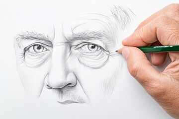 A partially erased pencil drawing of a face, with smudges and eraser marks showing the process of refinement