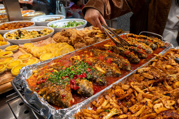 Delicious buffet in Chinese fast food restaurant