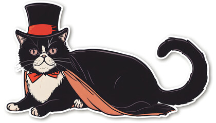 A cat wearing a top hat and a bow tie