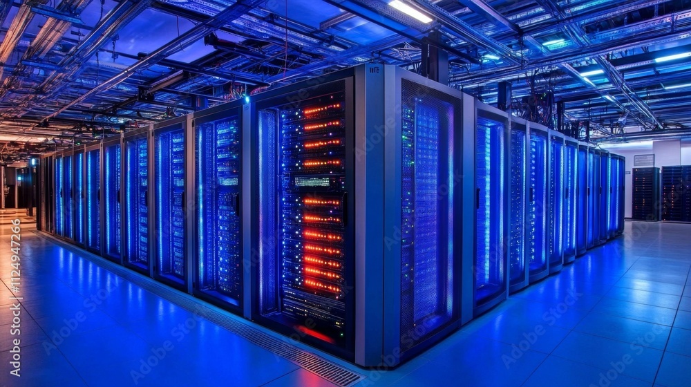 Poster data center operations high-tech facility digital infrastructure controlled environment wide-angle v