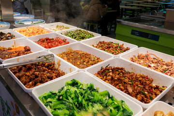 Delicious buffet in Chinese fast food restaurant