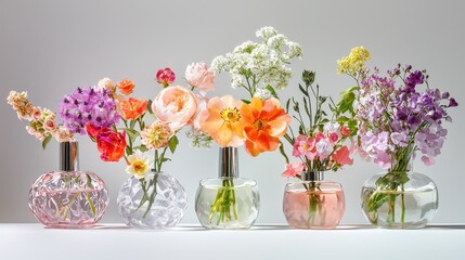 Fototapeta premium Minimalist Perfume Bottle with Beautiful Floral Accents