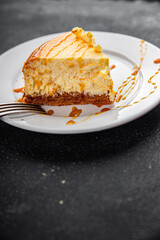 cheesecake tart sweet cheese baking tart fromage fresh tasty food dish gourmet food background on the table rustic food top view copy space
