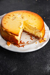 cheesecake tart sweet cheese baking tart fromage fresh tasty food dish gourmet food background on the table rustic food top view copy space