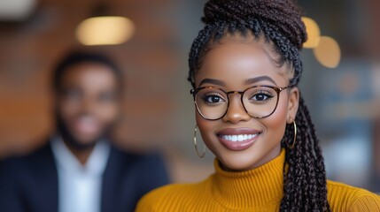 Bantu young woman confidently engaging with interviewers during a professional job interview in a modern office setting