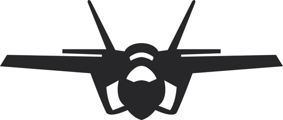 Black fighter jet silhouette. F-35 logo front view
