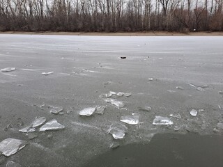 frozen river in winter