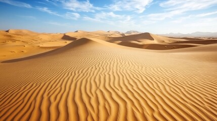 Vast sand dunes under a bright sky desert landscape nature photography arid environment wide angle view tranquil beauty