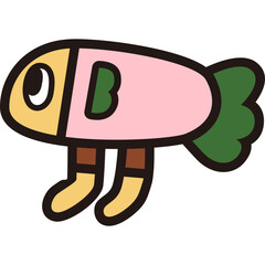 Cartoon Fish Character with Legs