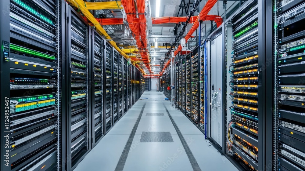 Aufkleber data center operations high-tech server management urban environment digital infrastructure perspect