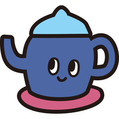 Cute Cartoon Teapot Character Illustration