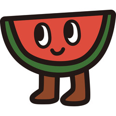 Cute Watermelon Cartoon Character Illustration