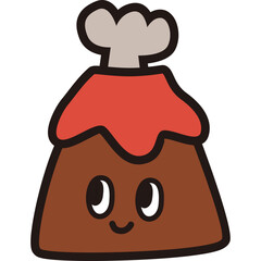 Cute Volcano Mountain Character Illustration