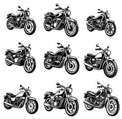 Motorcycle Icons set. Vector Illustration