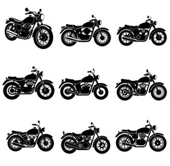 Motorcycle Icons set. Vector Illustration