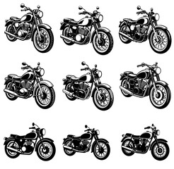 Obraz premium Motorcycle Icons set. Vector Illustration
