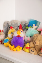 View of colorful soft toys.