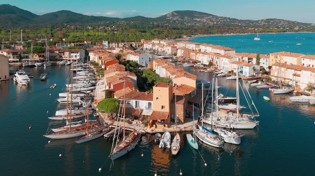 Aerial view of the Port Grimaud, Provence Alpes Cote d'Azur region in France