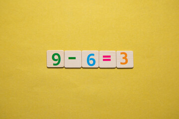 Concept of math. 9-6=3