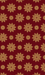 Elegant wallpaper of gold floral pattern with red background