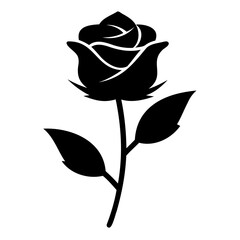 Rose Flowers black vector silhouette isolated on transparent background