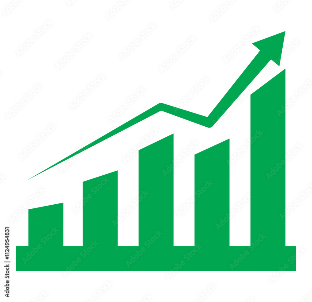 Poster growing graph icon set. vector illustration. set of growing bar graph. business chart with arrow. gr
