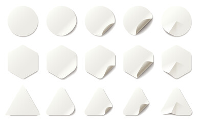 Paper stickers circle and square with rounded edges adhesive set icon