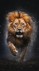 Majestic Lion in Motion: A Breathtaking Capture of Raw Power and Elegance